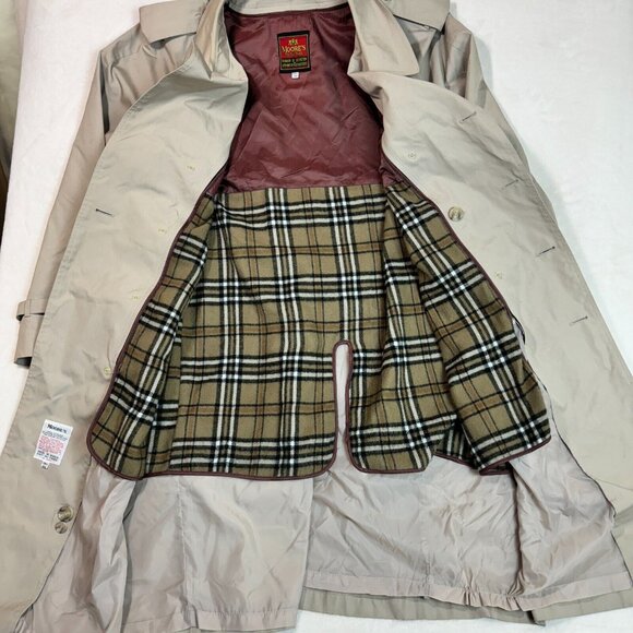 Vintage 80s Moores Men's 48 Trench Coat Grey Waterproof w/ Warm Removable Lining - Picture 8 of 13